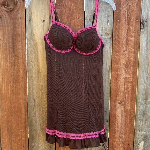 Rampage Other - Vintage Y2K Rampage slip / chemise brown / pink size M mesh